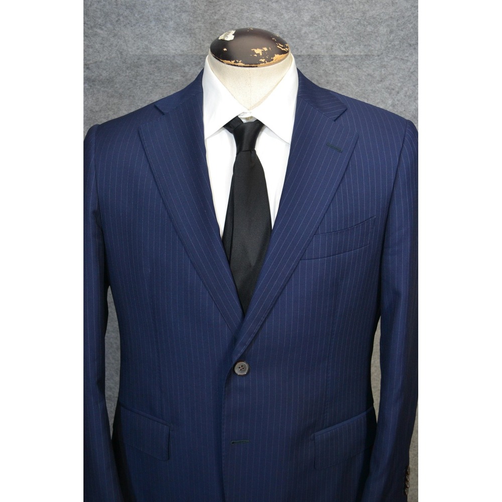 Suitsupply Suit Jacket Mens 42 Blue Pinstripe Wool Vitale Barberis Slim Fit